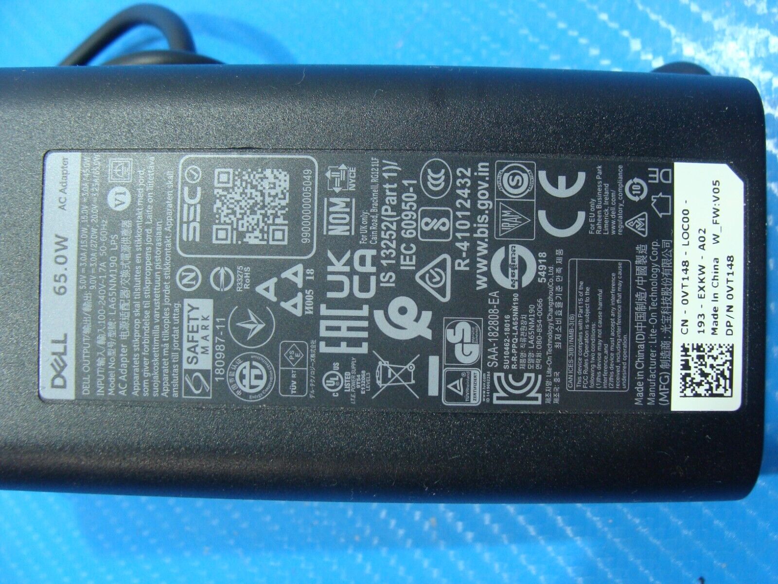 Dell USB-C 65W AC Power Adapter For HA65NM190 - DA65NM190 - LA65NM190 VT148