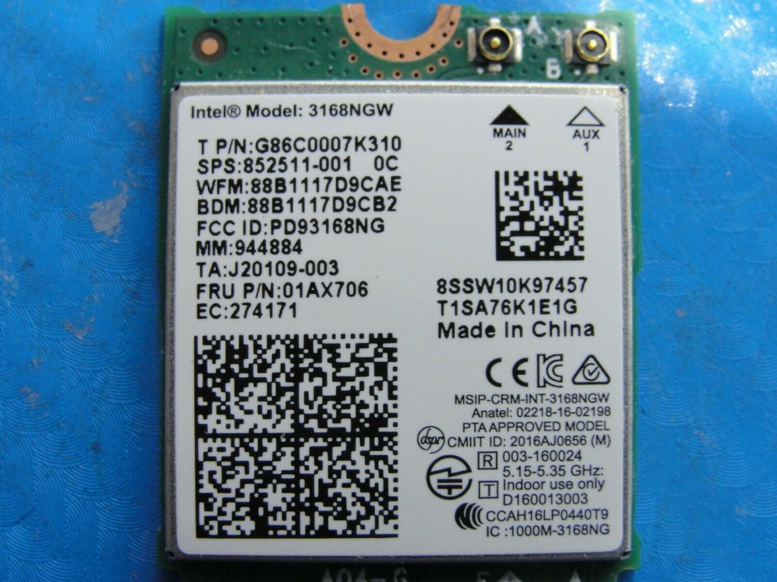 Acer Aspire TC-780-UR16 Genuine Wireless WiFi Card 3168NGW 01AX706 Tested Laptop Parts - Replacement Parts for Repairs